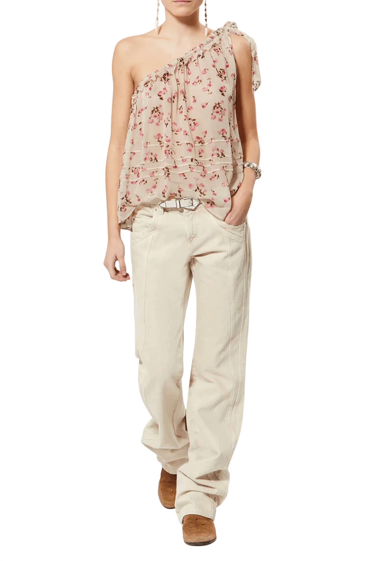 ISABEL MARANT Loeva Top in beige - women's blouse - detail view