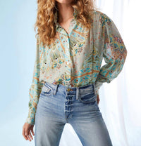 Fifteen Twenty - Shirred Button-up Pattern Shirt