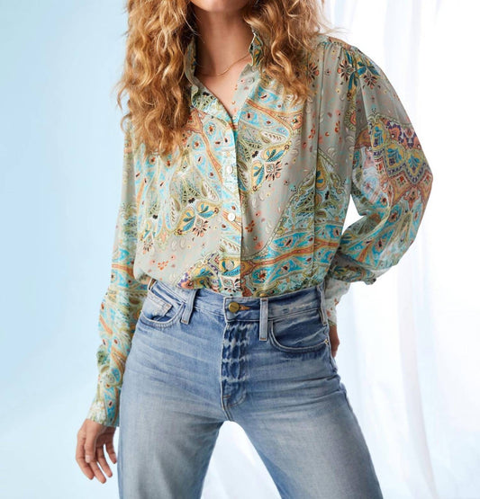 Fifteen Twenty - Shirred Button-up Pattern Shirt