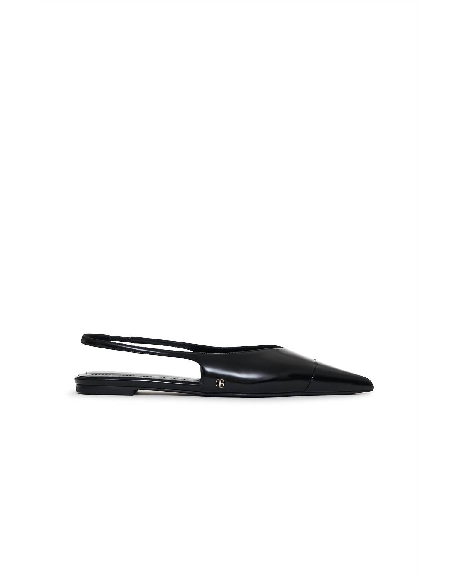 ANINE BING Women's Cowhide Ankle Strap Flats in black - women's sandal - detail view
