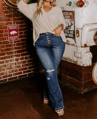 Kancan - NIKKY MIDRISE DISTRESSED FLARE JEAN