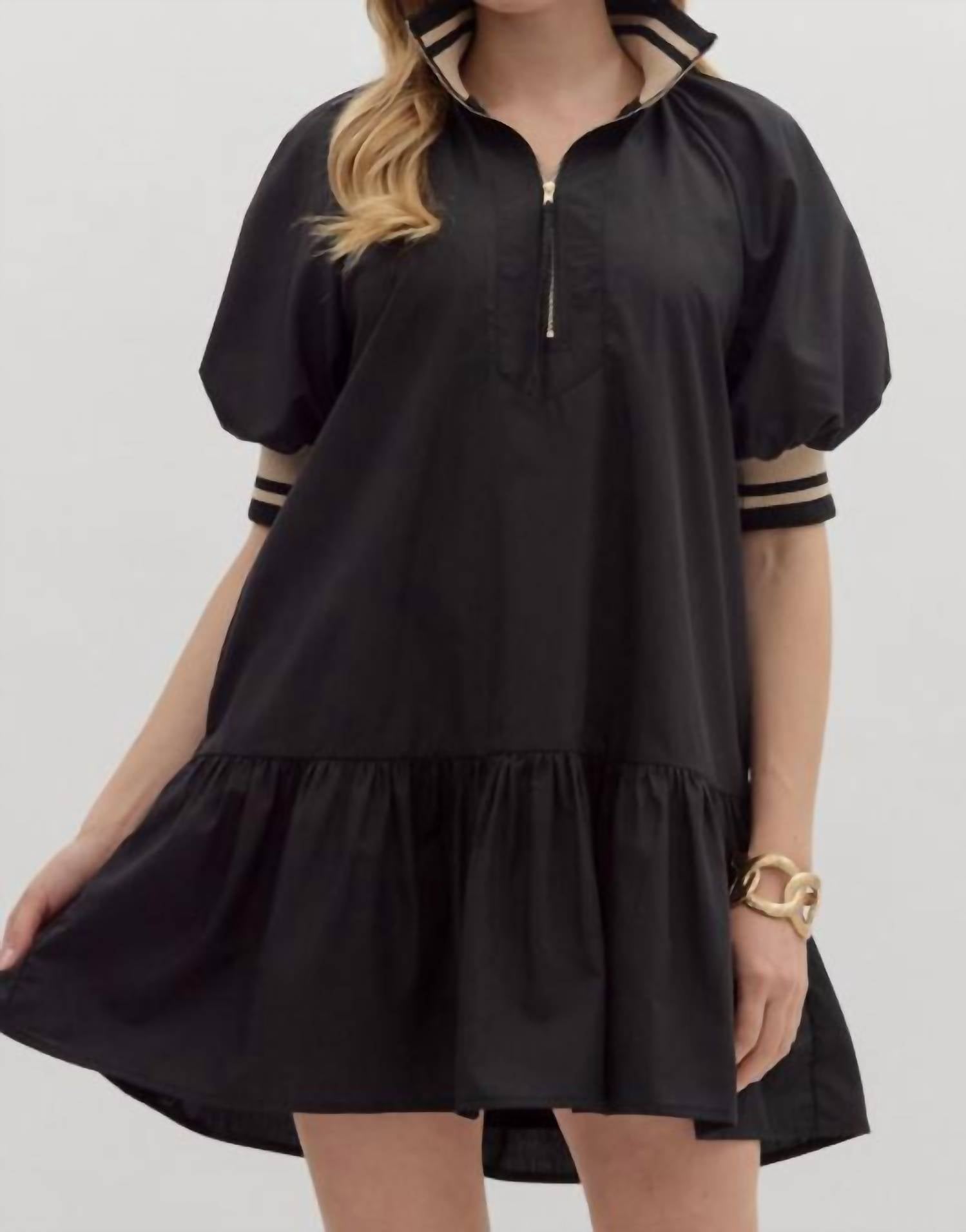 entro Colorband Mini Dress in black - women's dress - detail view
