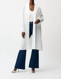 Joseph Ribkoff - Women's 3d Polka Dots Open Front Long Cardigan