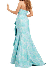 Jovani - Ruffle Skirt Wrap Evening Gown