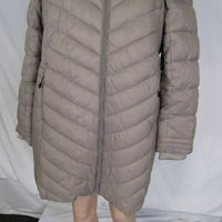 SPYDER Women's Quilted Puffy Mid Length Jacket in cinder beige - women's jacket - detail view
