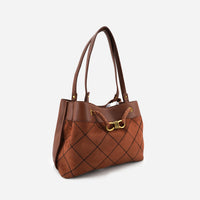 Like Dreams - Women's Velvet Knot Quilted Shoulder Tote Bag