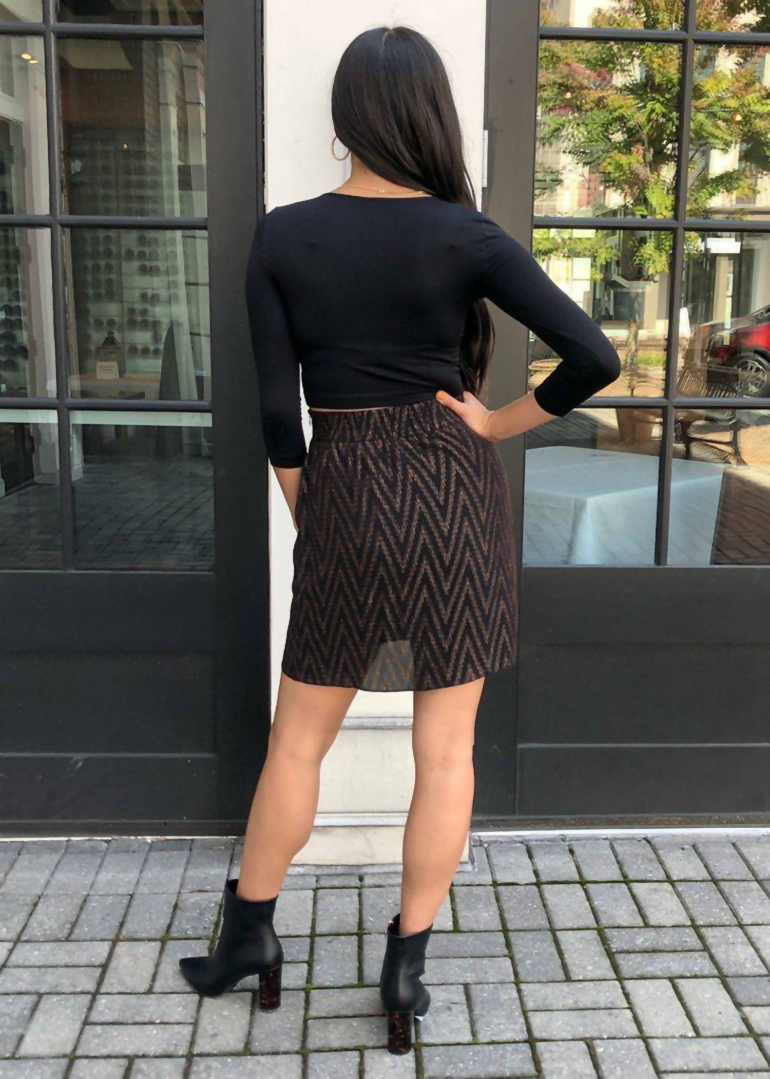 Metallic Chevron Mini Skirt