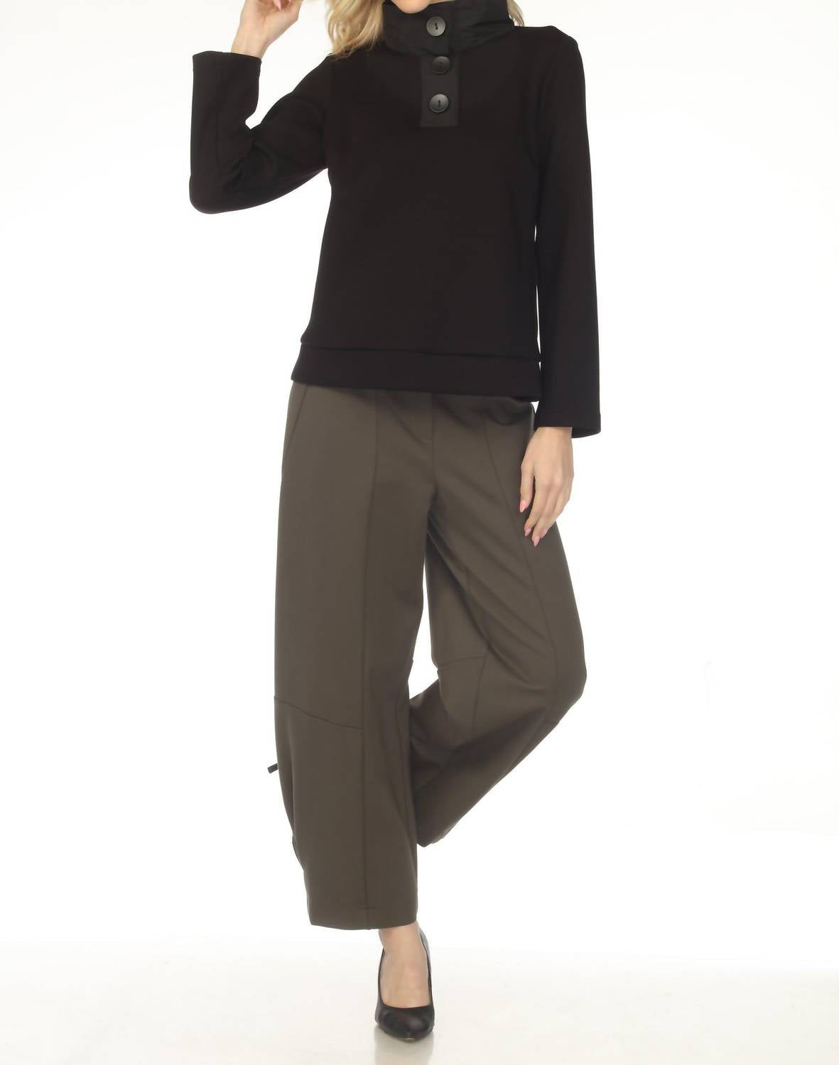 Joseph Ribkoff - Funnel Collar Long Sleeve Boxy Top