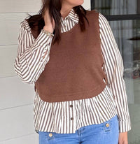 Fate Bound Together Long Sleeve Top in brown - women's blouse