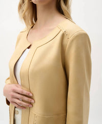 Joseph Ribkoff - Studded Open Front Boxy Faux Suede Jacket