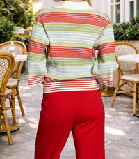 Apny - Ribbed Stripe Polo Top
