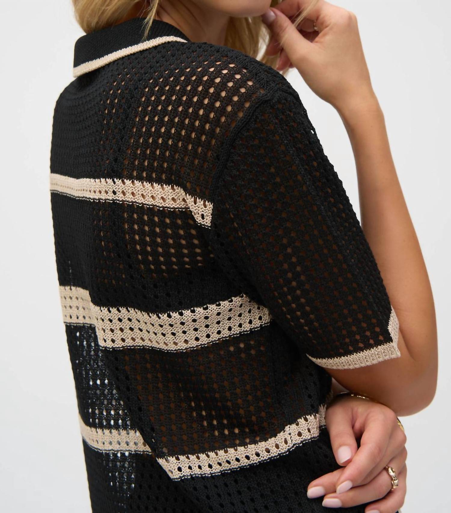 Joseph Ribkoff - Open Stitch Stripe Cover Up Top