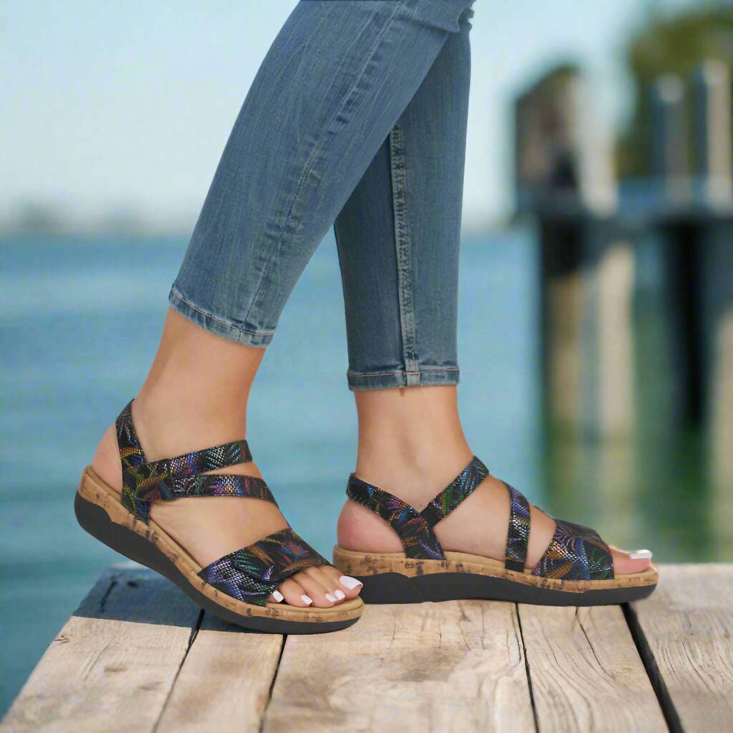 Remonte Women's Flat Sandals in black multi - women's sandal - view 7