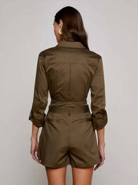 L'Agence Women's Pearson Military Blouse in pine - women's blouse - alternate view