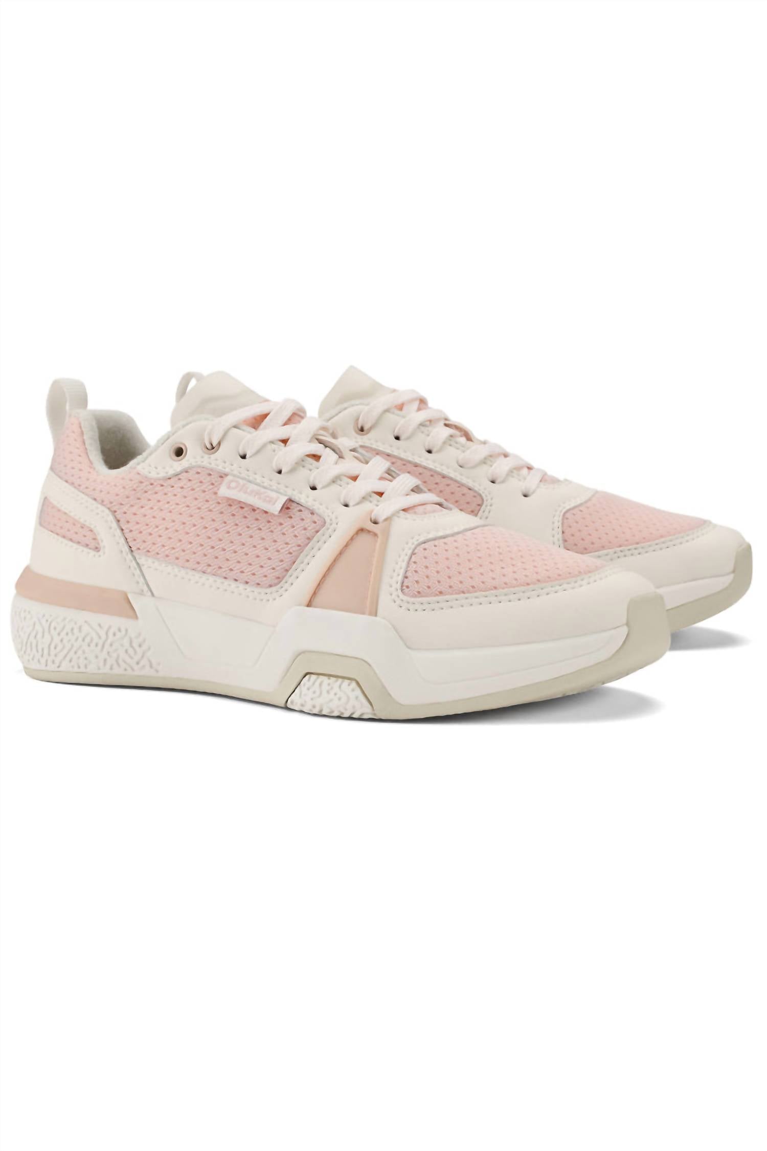 OluKai Women's 'anau Court Sneakers in rose dust bright white - women's sneaker - detail view