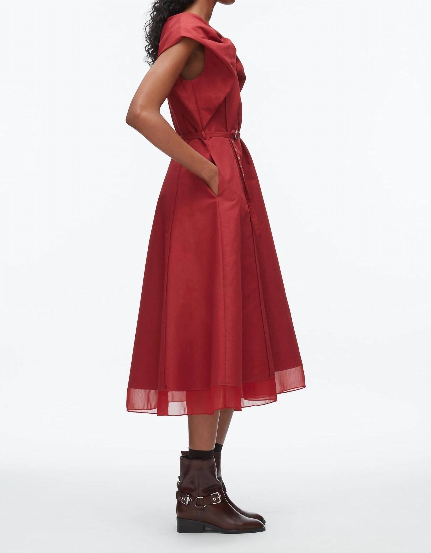 3.1 Phillip Lim - Sleeveless Draped Bow Midi Dress With Belt