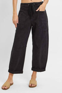 Risen - High Rise Boyfriend Cuffed Barrel Jeans