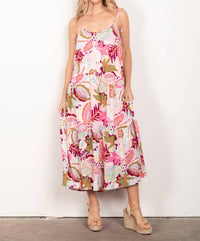 Very J - Tropical Print Midi Dress - Plus
