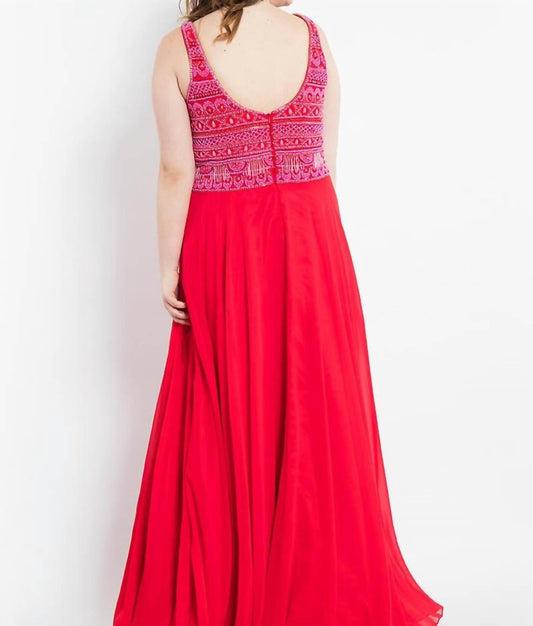 Rachel Allan - Scoop Neck Beaded Chiffon Prom Gown