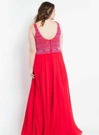 Rachel Allan - Scoop Neck Beaded Chiffon Prom Gown