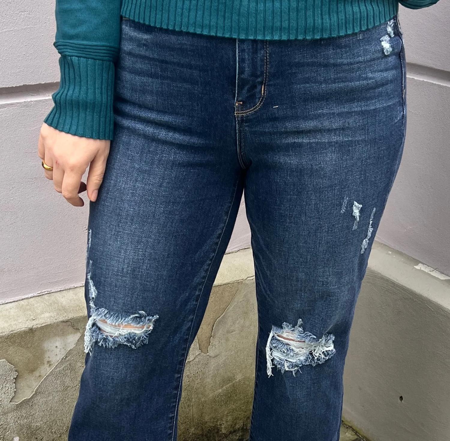 Judy Blue - High Waist Knee Destroy Crop Wide Leg Jeans