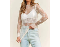 Sweet Generis - High Neck Design Long Sleeve Fitted Top - Plus