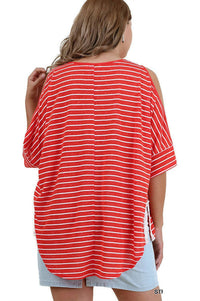 Umgee - Striped Cold Shoulder Top