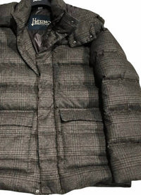 Herno Men's Parka Bomber Jacket in brown - men's jacket - detail view