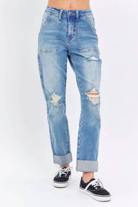 Judy Blue - High-rise Patch Pocket And Distress Jeans