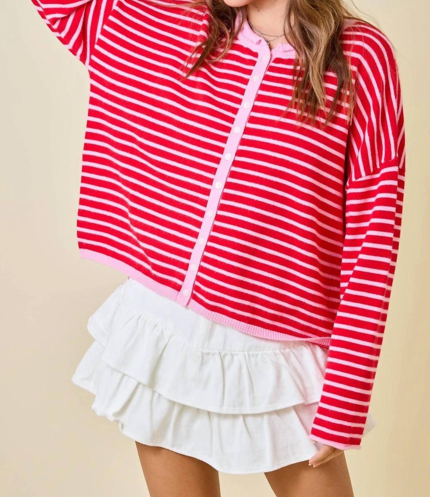 Day + Moon - Stripes Cardigan Top