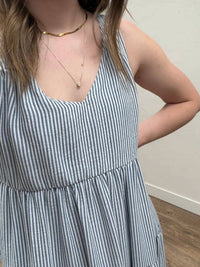 Sunday Edition - V-neck Sleeveless Tiered Stripe Midi Dress