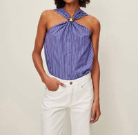 Sessun Atrani Top in blue purple stripe - women's t-shirt