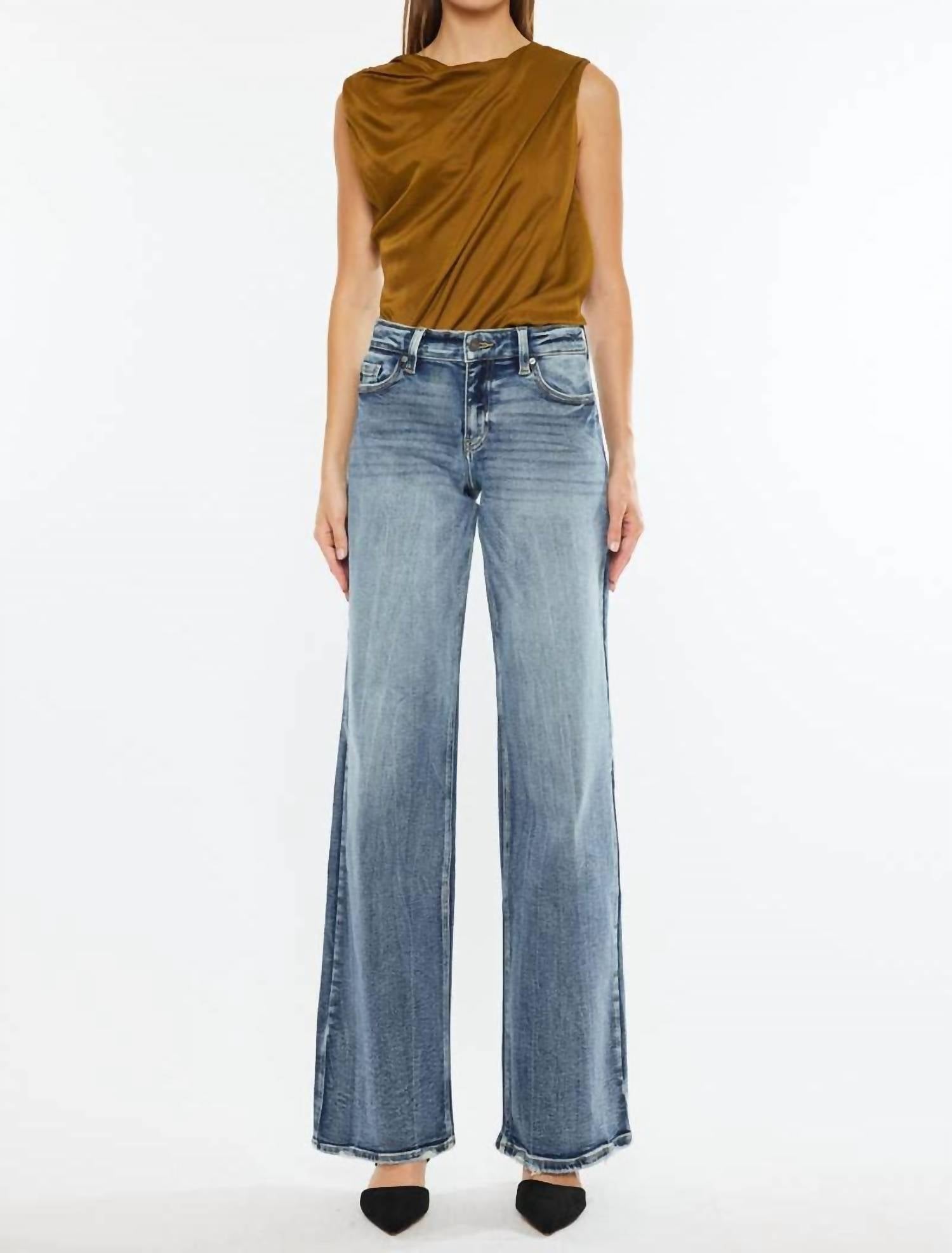 Kancan - Mid Rise Wide Leg Jeans