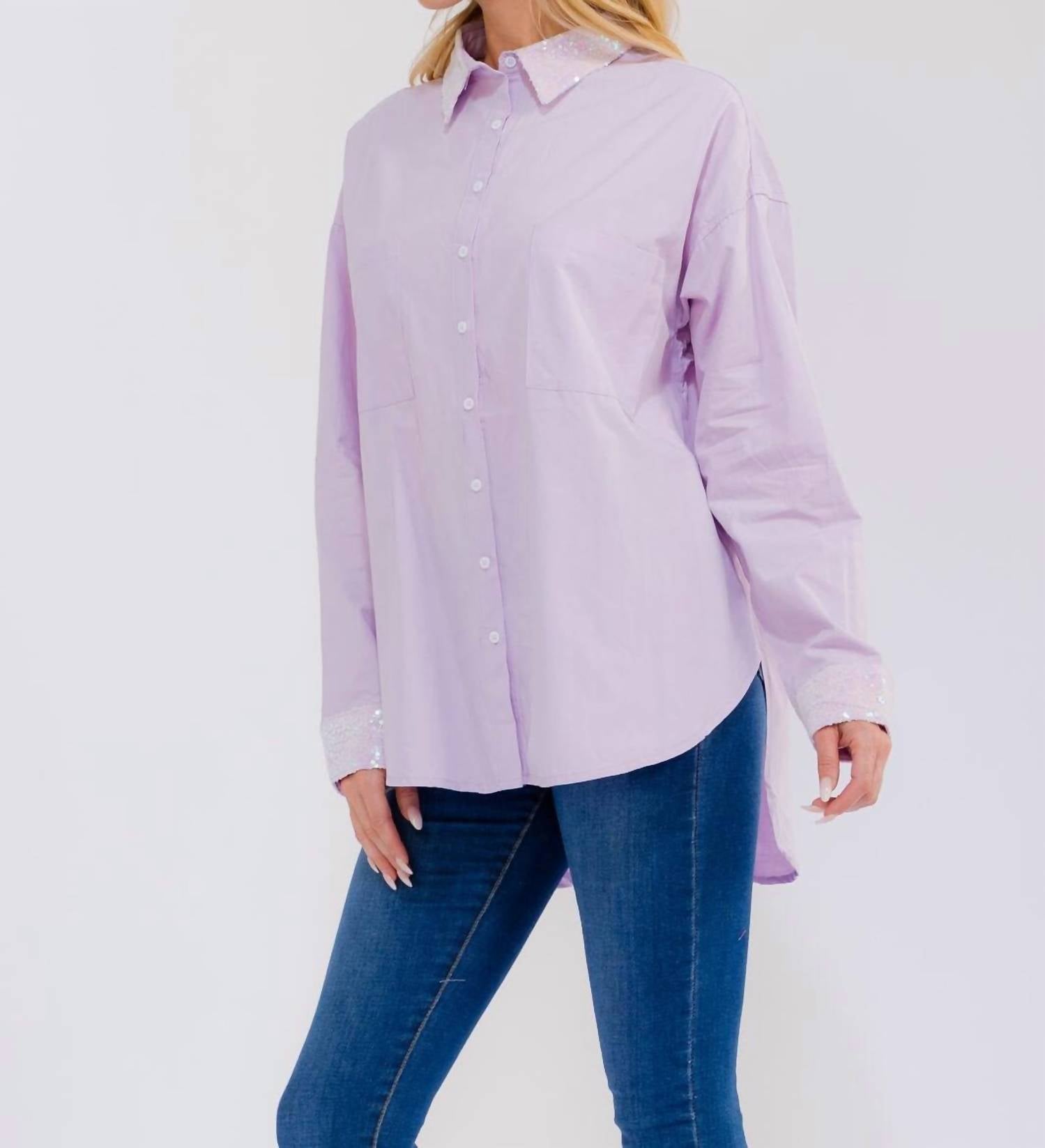 Fantastic Fawn - Cheers Sequin Patch Poplin Shirt