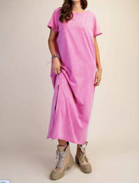 Easel - Mineral Washed Terry Midi Dress - Plus