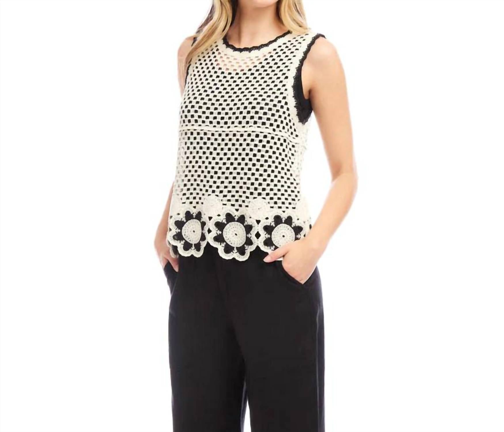 Karen Kane - Celine Crochet Flower Detail Sweater Tank