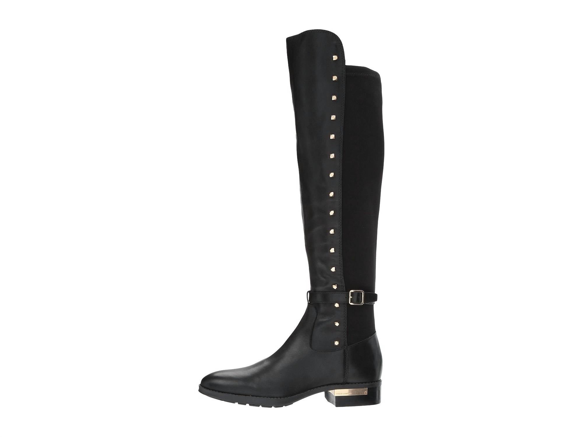 Vince Camuto - Women's Pallien Edgy Style Embellished Trim Stacked Heel Over The Knee Boots