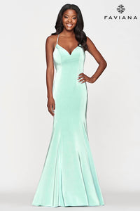 FAVIANA Long Satin Dress in sage - women's dress - alternate view