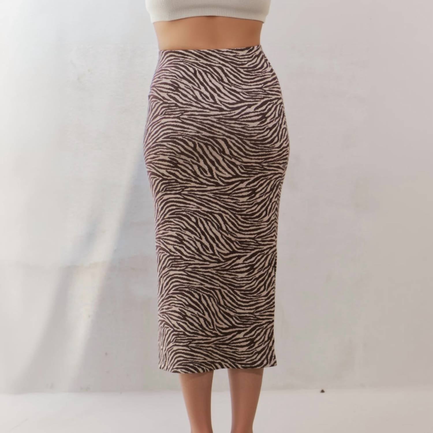JADE BY JANE Wild Child Midi Skirt in brown and cream - women's skirt - view 4