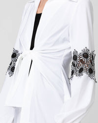 Joseph Ribkoff - Tie Front Embroidered Blouse With Cami