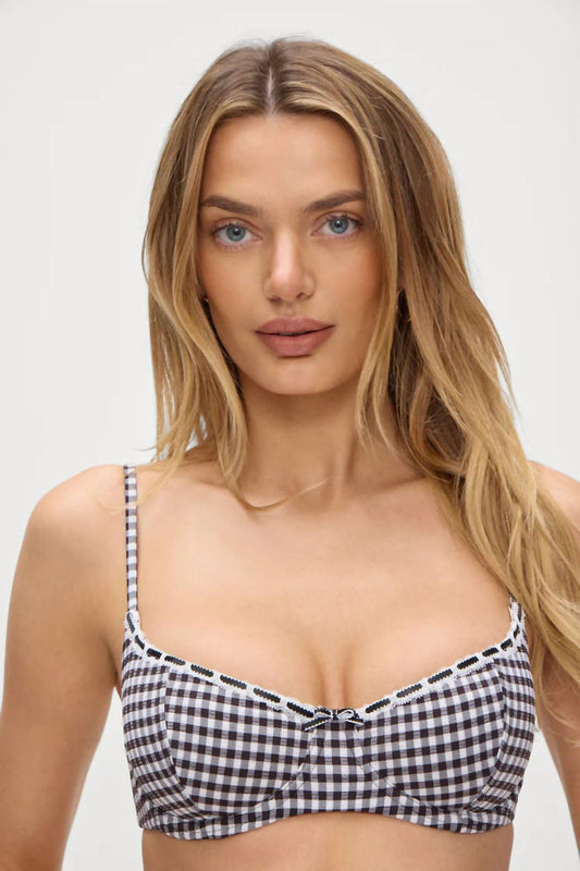 Frankies Bikinis - Cola Gingham Underwire Bikini Top
