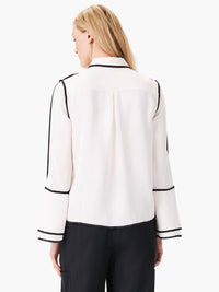 Nic + Zoe Women's Coralee Classic Touch Of Trim Shirt in cream - women's blouse - detail view