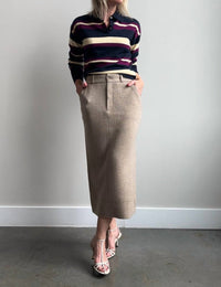 Guest In Residence Tailored Midi Skirt in residence tailored midi skirt in taupe - women's skirt