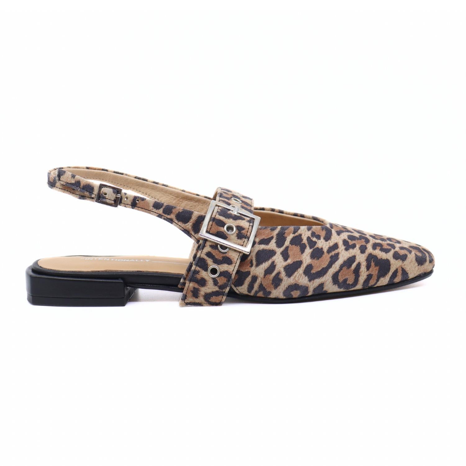 INTENTIONALLY BLANK Women's Pearl Suede Slingback Ballet Flats in leopard - women's flats