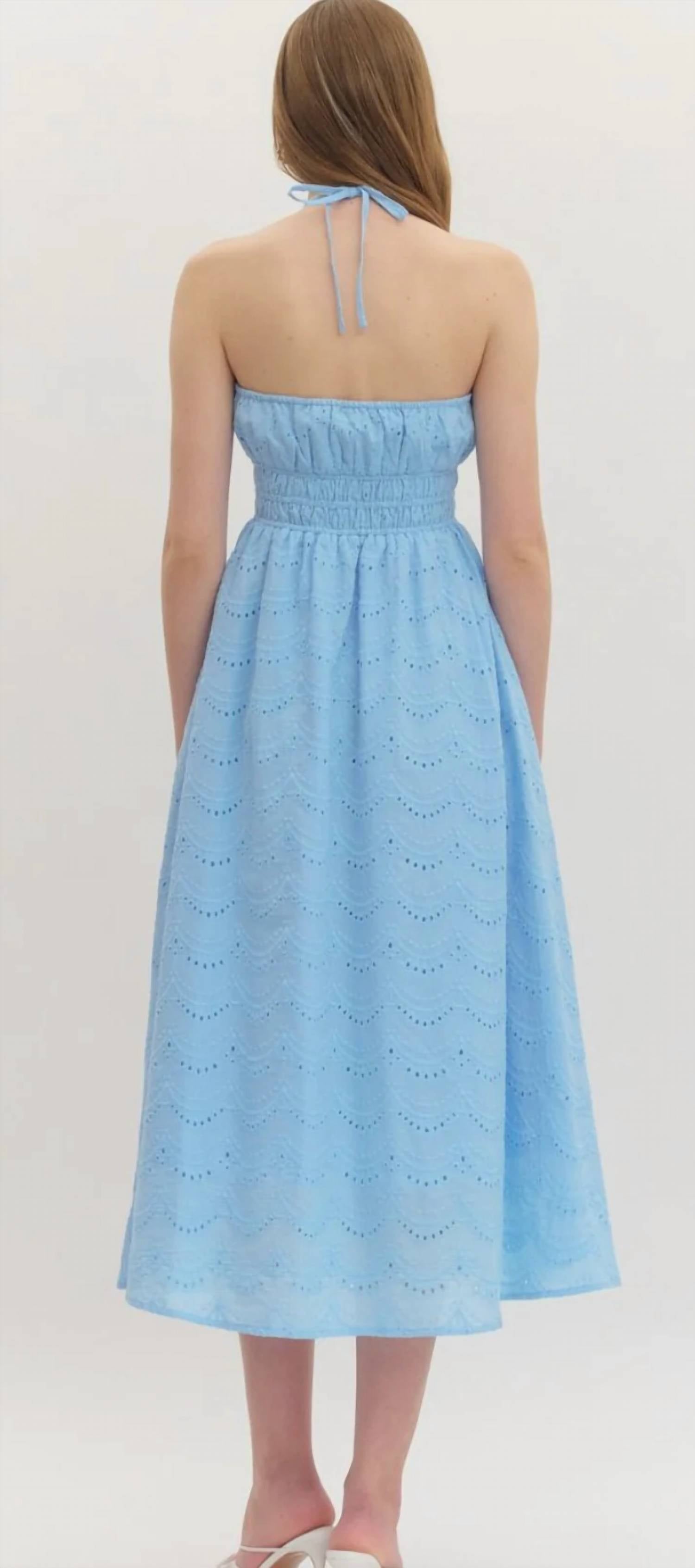 Entro - Women's Anneliese Eyelet Halter Midi Dress