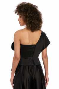 Maggy London - One Shoulder Asymmetrical Bow Top