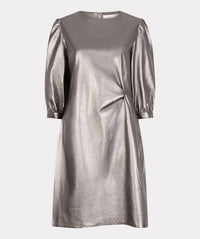 ESQUALO Crew Neck Zip Back Mini Dress in silver - women's dress - view 4