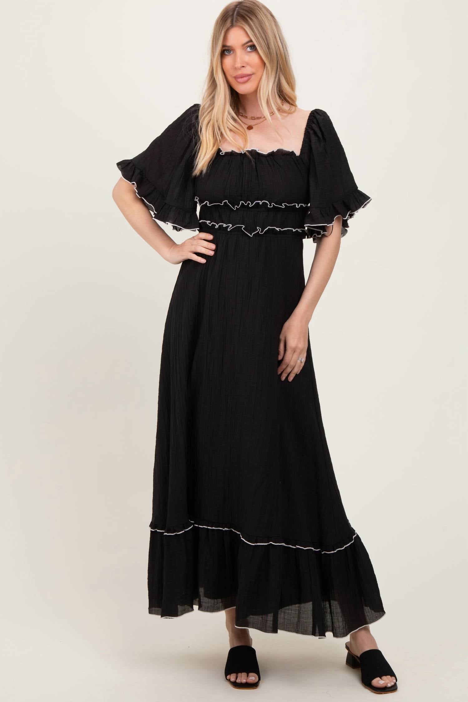 Coco + Carmen - Lydia Tiered With Flutter Sleeves Maxi Dress