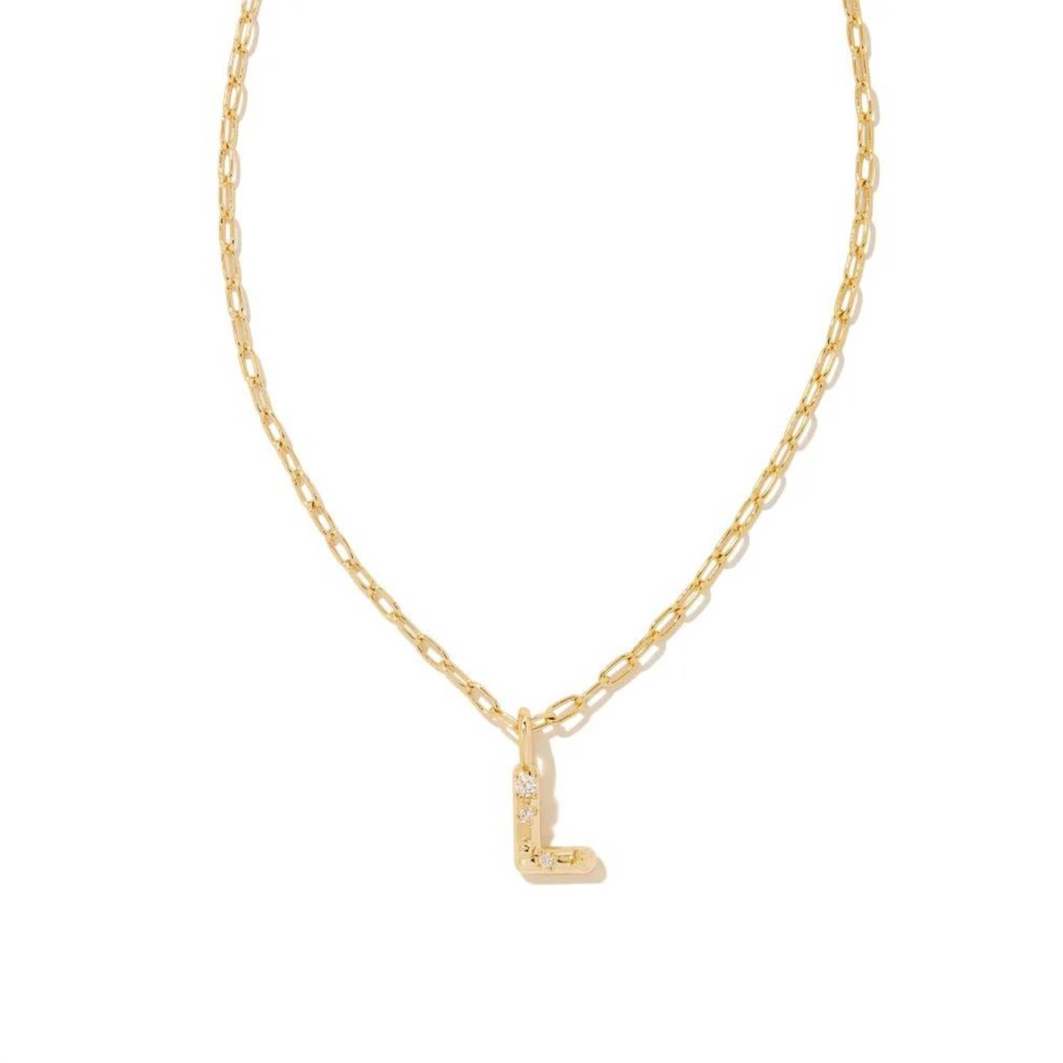 Kendra Scott - Women's Crystal Letter L Short Pendant Necklace