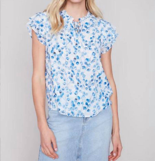 Charlie B - Vneck blouse with ruffle